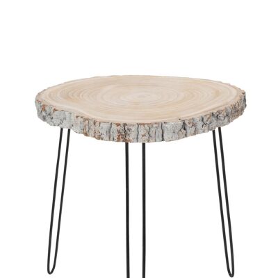 mesa auxiliar madera paulownia/hierro grey wash large