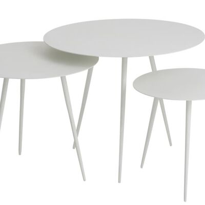set 3 mesas auxiliar metal blanco