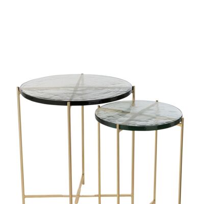 set de 2 mesa auxiliares obi cristal/metal