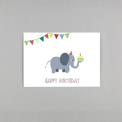 Carte postale anniversaire éléphant Max