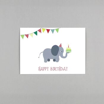 Carte postale anniversaire éléphant Max 1