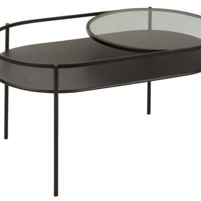 mesa de salon abierto hierro/cristal negro