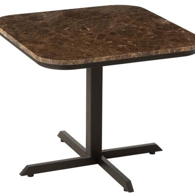 mesa cuadrada metal/marmol negro/marron