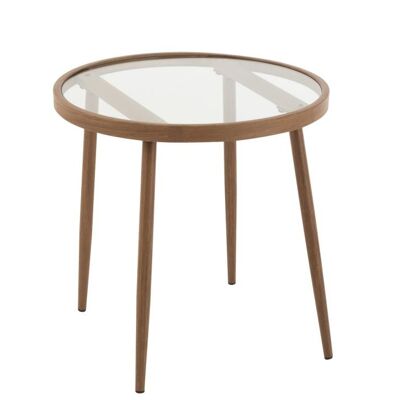 side table round metal/glass dark brown
