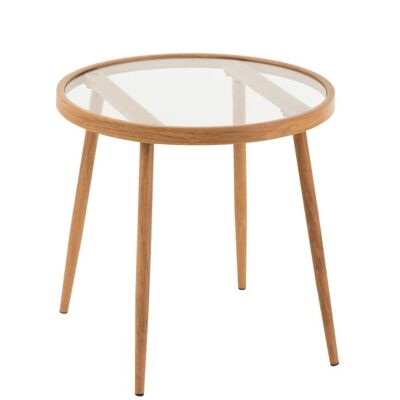 side table round metal/glass natural