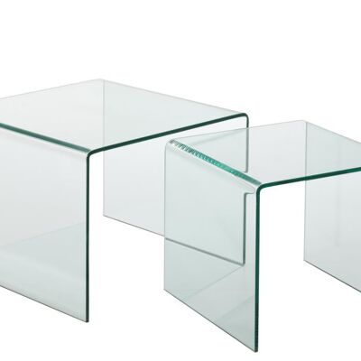 set de 2 mesa auxiliares cristal transparente