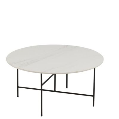 mesa auxiliar redonda metal/porcelana blanco