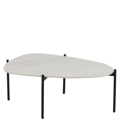 mesa auxiliar oval metal/porcelana blanco small