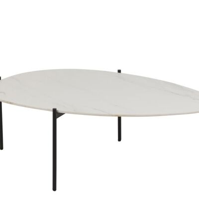 mesa auxiliar oval metal/porcelana blanco large