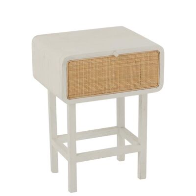 side table molly exotic wood/rattan white