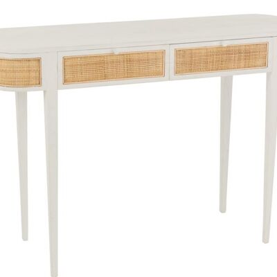 console molly exotic wood/rattan white