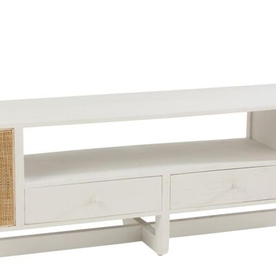 tv furniture molly exotic wood/rattan white