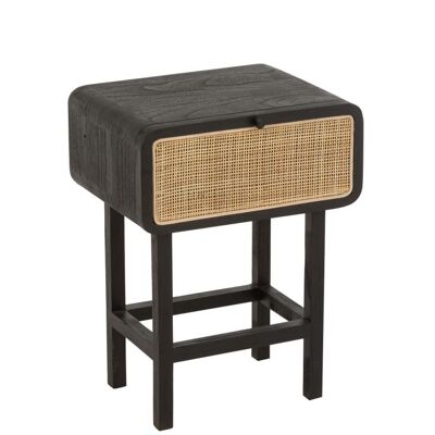 side table molly exotic wood/rattan black