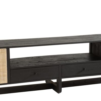 tv furniture molly exotic wood/rattan black