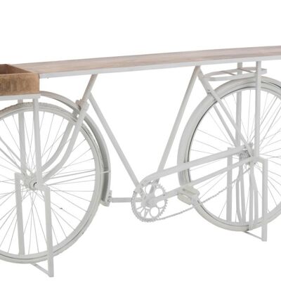 consola bicicleta metal/madera mango blanco/natural