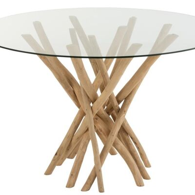 mesa lateral rama teck natural/cristal