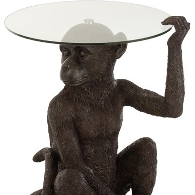 mesa mono poli/vidrio marron oscuro