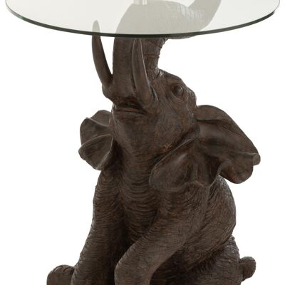 mesa elefante poli/vidrio marron oscuro