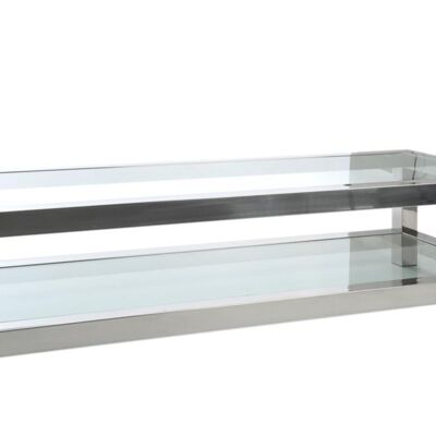 mesa salon acero inoxidabile/cristal plata