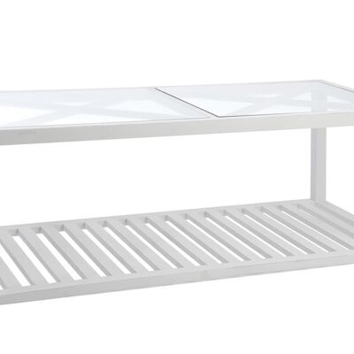 mesa de salon rectangular cruz madera/cristal blanco