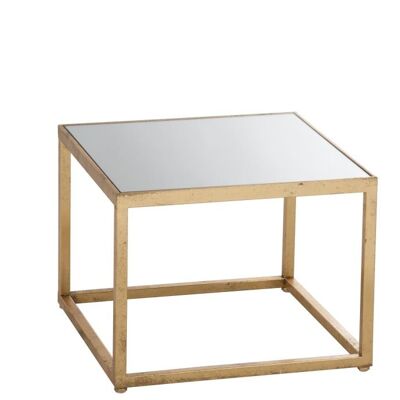 mesa auxiliar cuadrado metal/cristal oro
