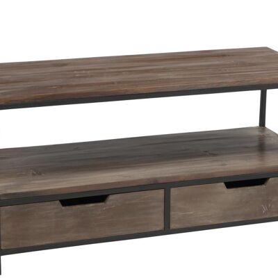 mesa de salón madera/metal marrón+negro