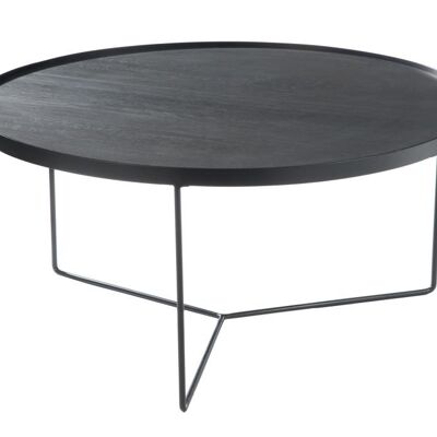 mesa auxiliar redondo madera metal marron oscuro l