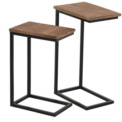 s/2 mesa auxiliar rectangulo metal/madera negro/natural