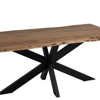 mesa de comedor irregular tablero pata estrella de mesa metal/madera negro/natural