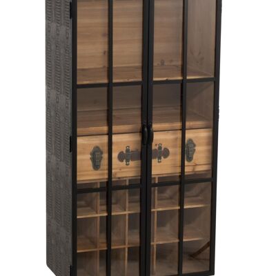 mueble bar 1 cajon madera/vidrio negro
