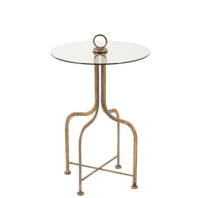 mesa auxiliar redonda metal/cristal oro small