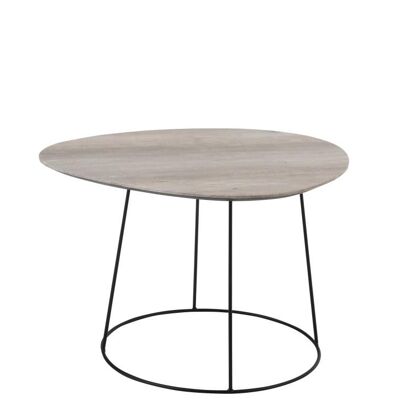 mesa de salon ovalo distorsionado mdf/hierro natural/negro small