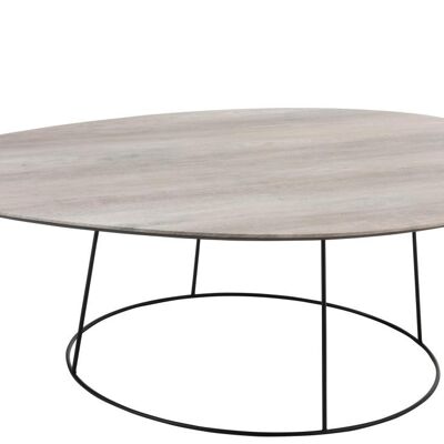 mesa de salon ovalo distorsionado mdf/hierro natural/negro large