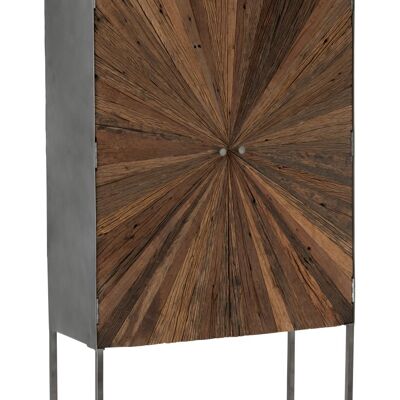 mueble bar shanil 2 puertas madera/hierro natural/gris