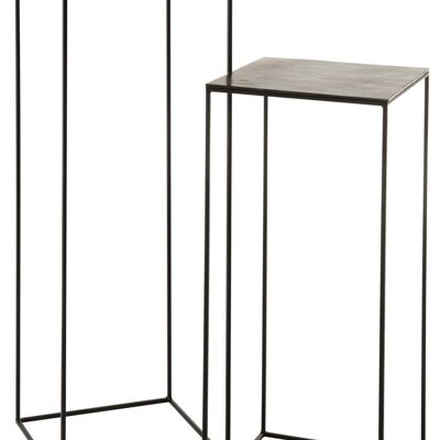 set de 2 mesa auxiliares alta cuadrada oxidize aluminio/metal antiguo negro