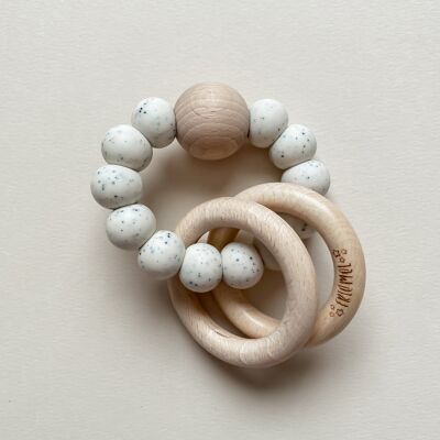 Teether-Rattle / Theo - ivory speckle