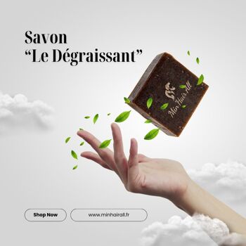 Savon saponifié à froid "LE DÉGRAISSANT" à la poudre de café BIO, 100% naturel et végétal 1