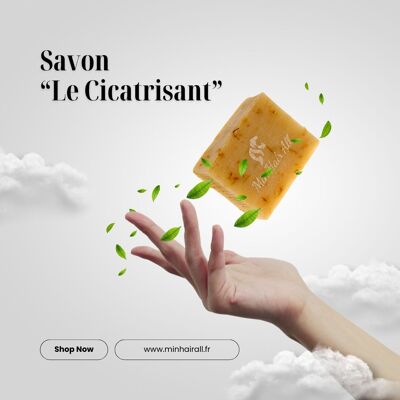 Jabón frío saponificado "LE CICATRISANT" con sésamo y cítricos, 100% natural y vegetal