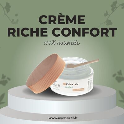 Crema de día para pieles secas, confort, 100% natural
