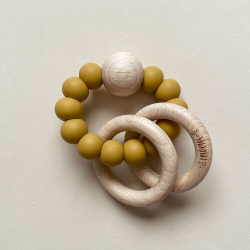 Teether-Rattle / Theo - mustard