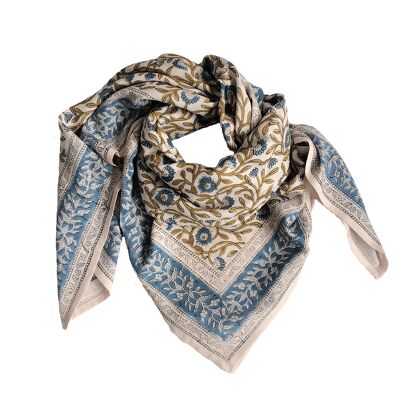 “Indian flower” printed scarf Carma Rosée Blue Children