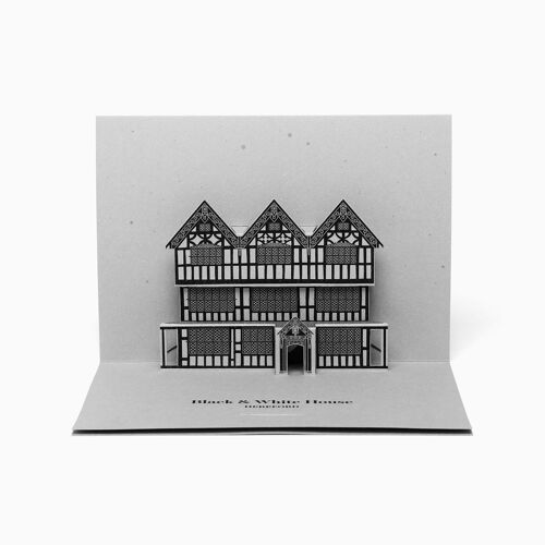 The Black and White House Greetings from Hereford Pop-Up Card - Grey