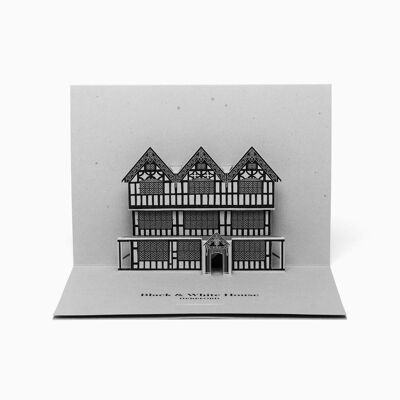 Die Black and White House Greetings from Hereford Pop-Up-Karte – Grau