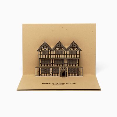Carte pop-up The Black and White House Greetings from Hereford - Marron