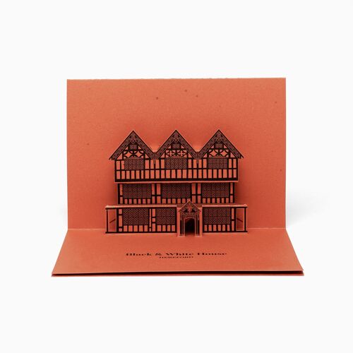 The Black and White House Greetings from Hereford Pop-Up Card - Red