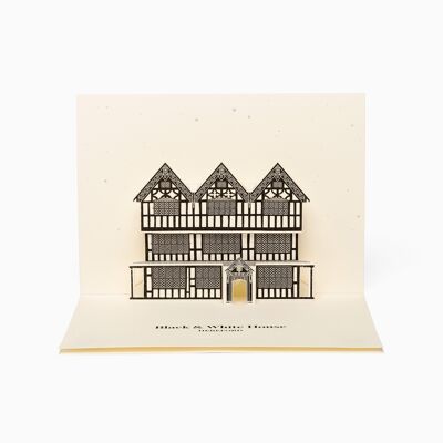 The Black and White House Greetings from Hereford Pop-Up Card - Cream
