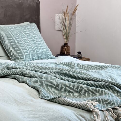 Plaid Blanket Vienna  - Eucalyptus Green - 160x250cm - Wool/Cotton