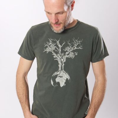 Fairwear Organic Shirt Men Stone Washed Green World Tree