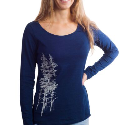 Fairwear Organic Camiseta de manga larga Mujer Denim Blue Spruce Forest