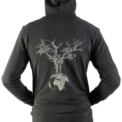 Fairwear Organic Hoodie Zipper Unisex World Tree Gray